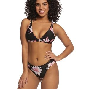 Seafolly Desert Flower Fixed Longline Triangle Bikini Top Size 8 Bottom 12